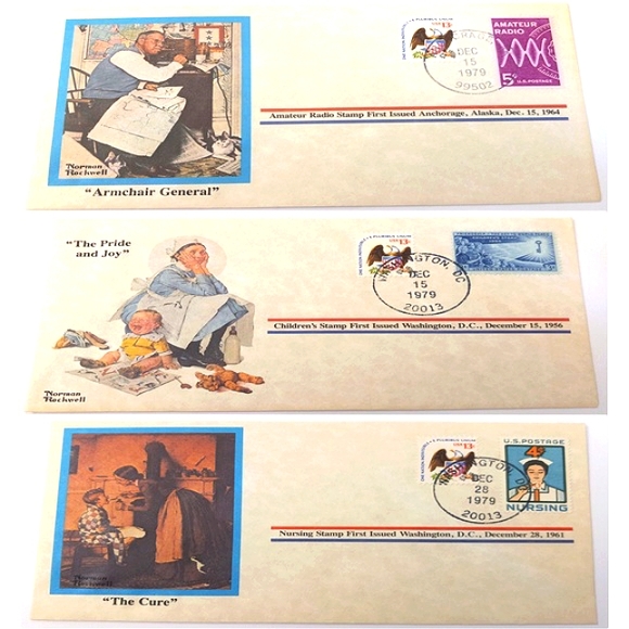 Norman Rockwell Collection 3 Stamped Envelopes - Picture 1 of 6